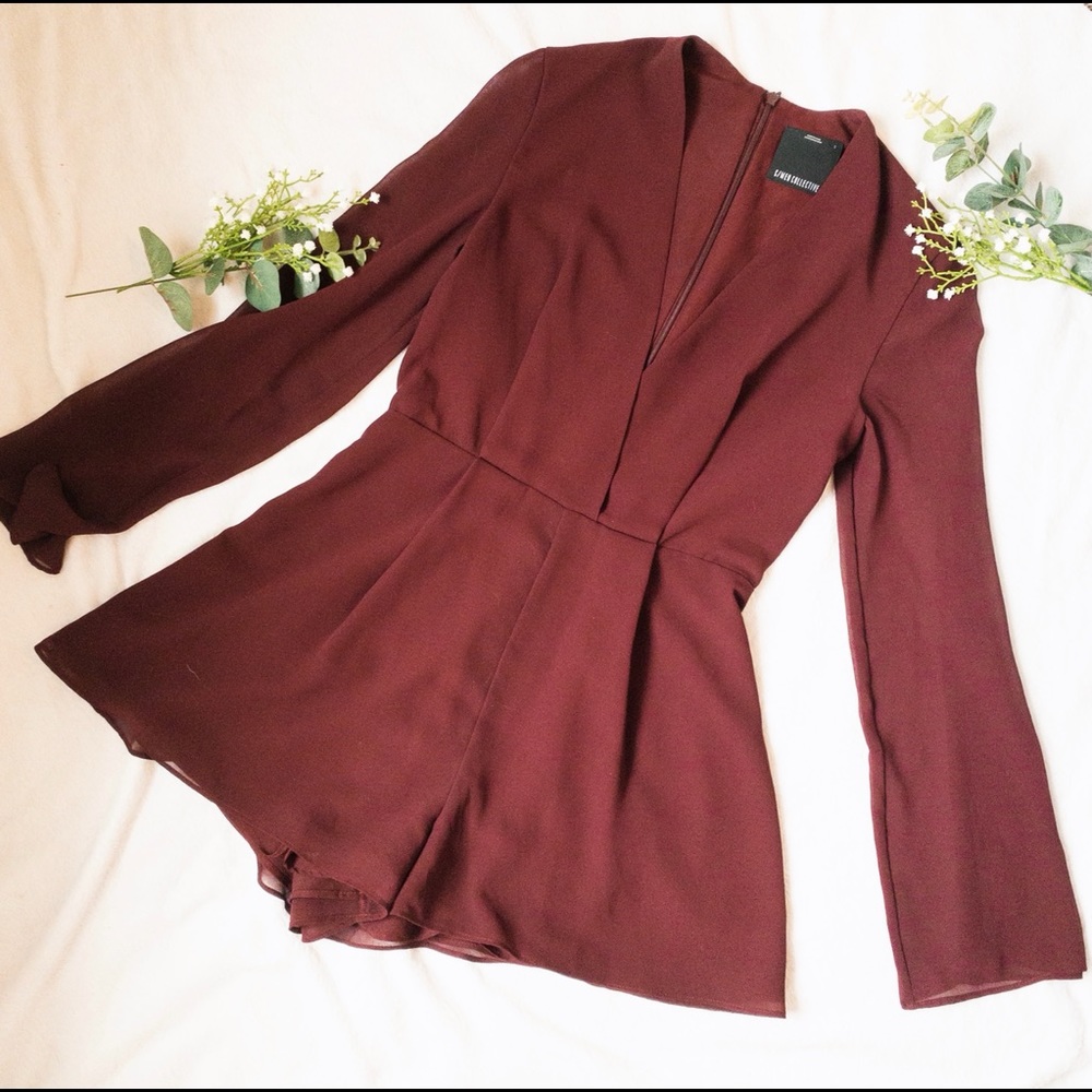 Burgundy long sleeve romper